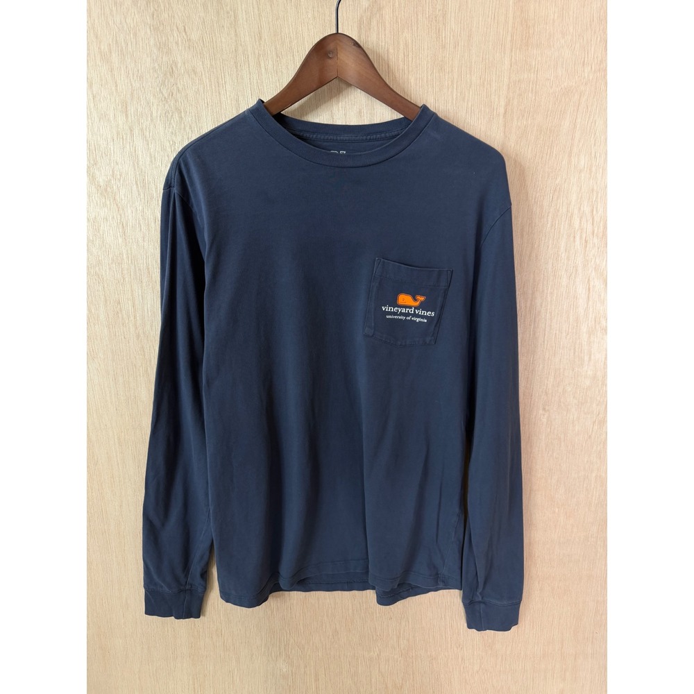 Vineyard Vines University of Virginia UVA Long Sleeve Pocket T-Shirt Navy Small